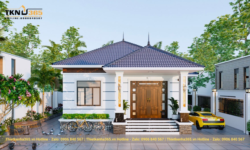 Mẫu thiết kế nhà trệt 7x15m mái nhật