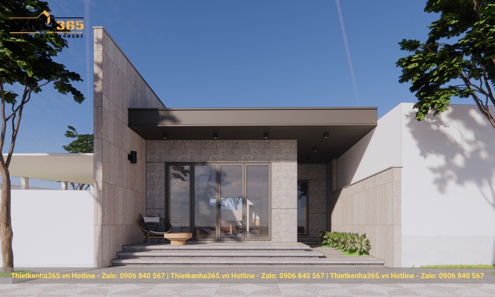 Mẫu nhà đẹp 7x15m màu xám sang trọng