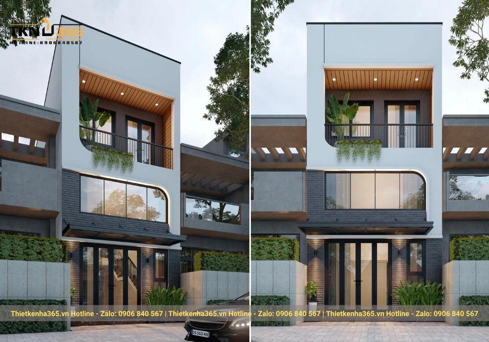 Mẫu thiết kế nhà phố 3 tầng có gác lửng