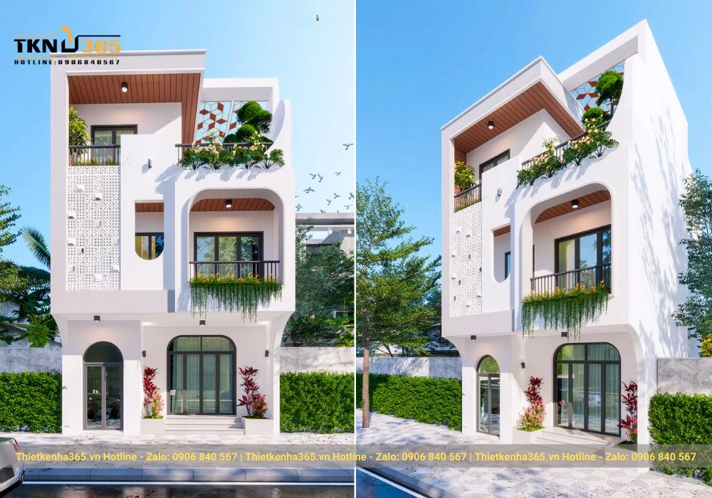 Mẫu thiết kế 3 tầng mặt tiền 8m