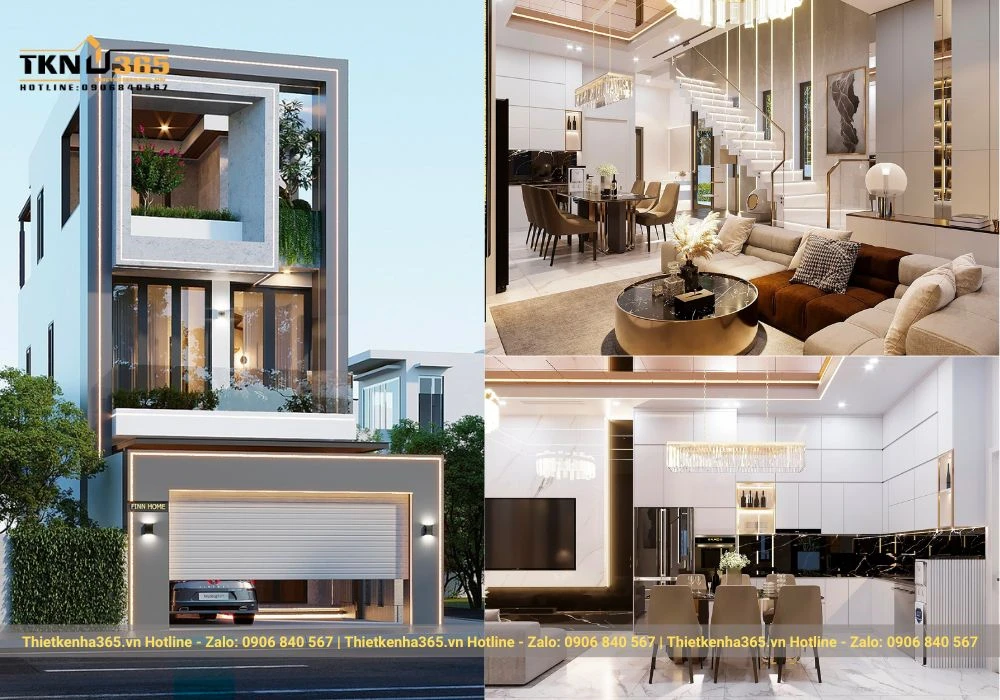 Nhà phố 3 tầng mái bằng
