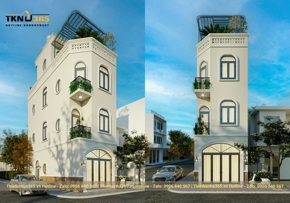 Thiết kế mẫu nhà 3 tầng 2 mặt tiền
