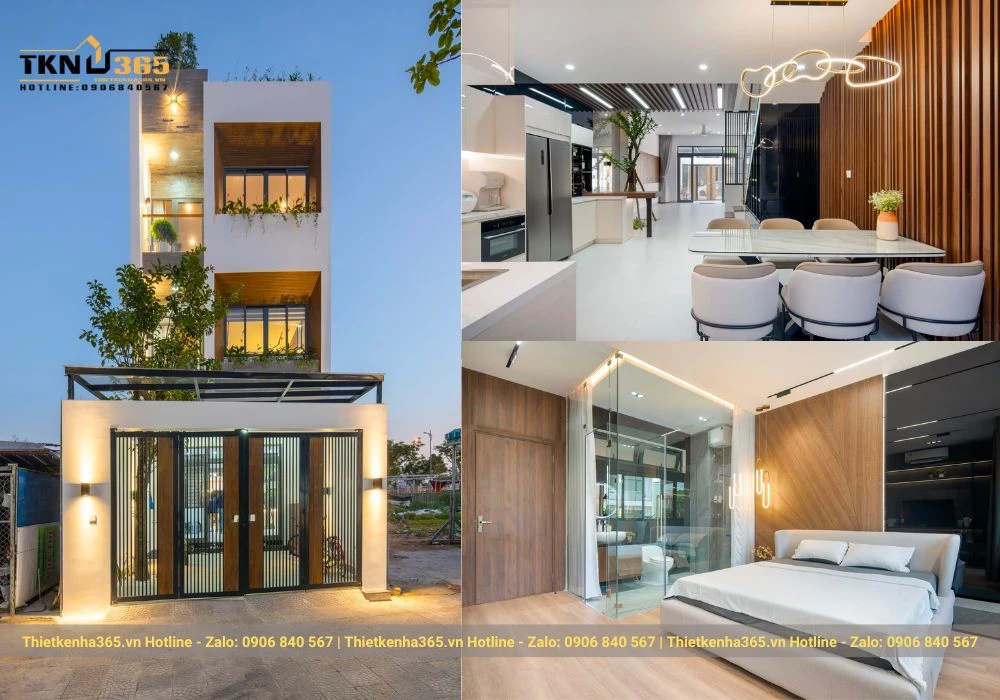 Mẫu nhà 3 tầng mặt tiền 5m hiện đại