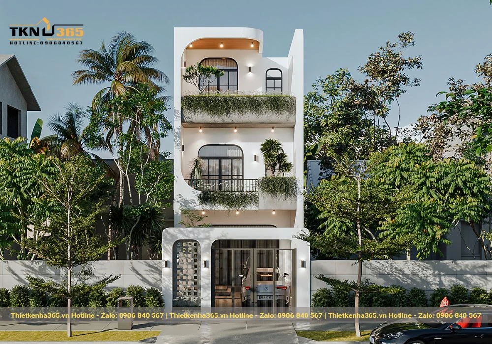Mẫu kiến trúc 3 tầng có gara
