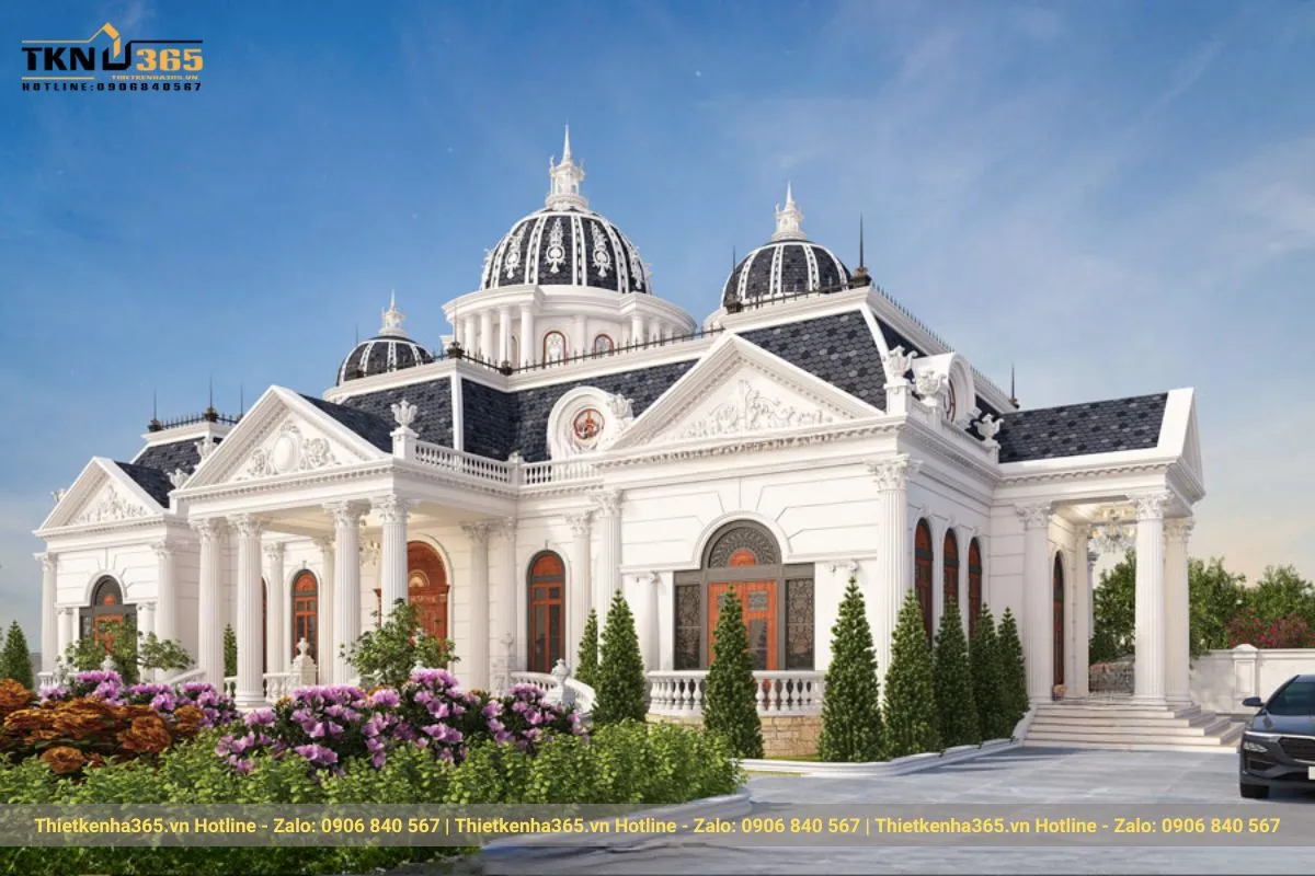 Biệt thư 1 tầng kiểu Châu Âu mặt tiền rộng