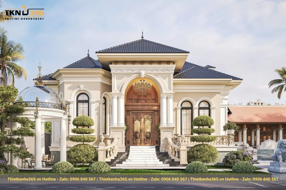 Thiết kế biệt thự 1 tầng kiểu Châu Âu