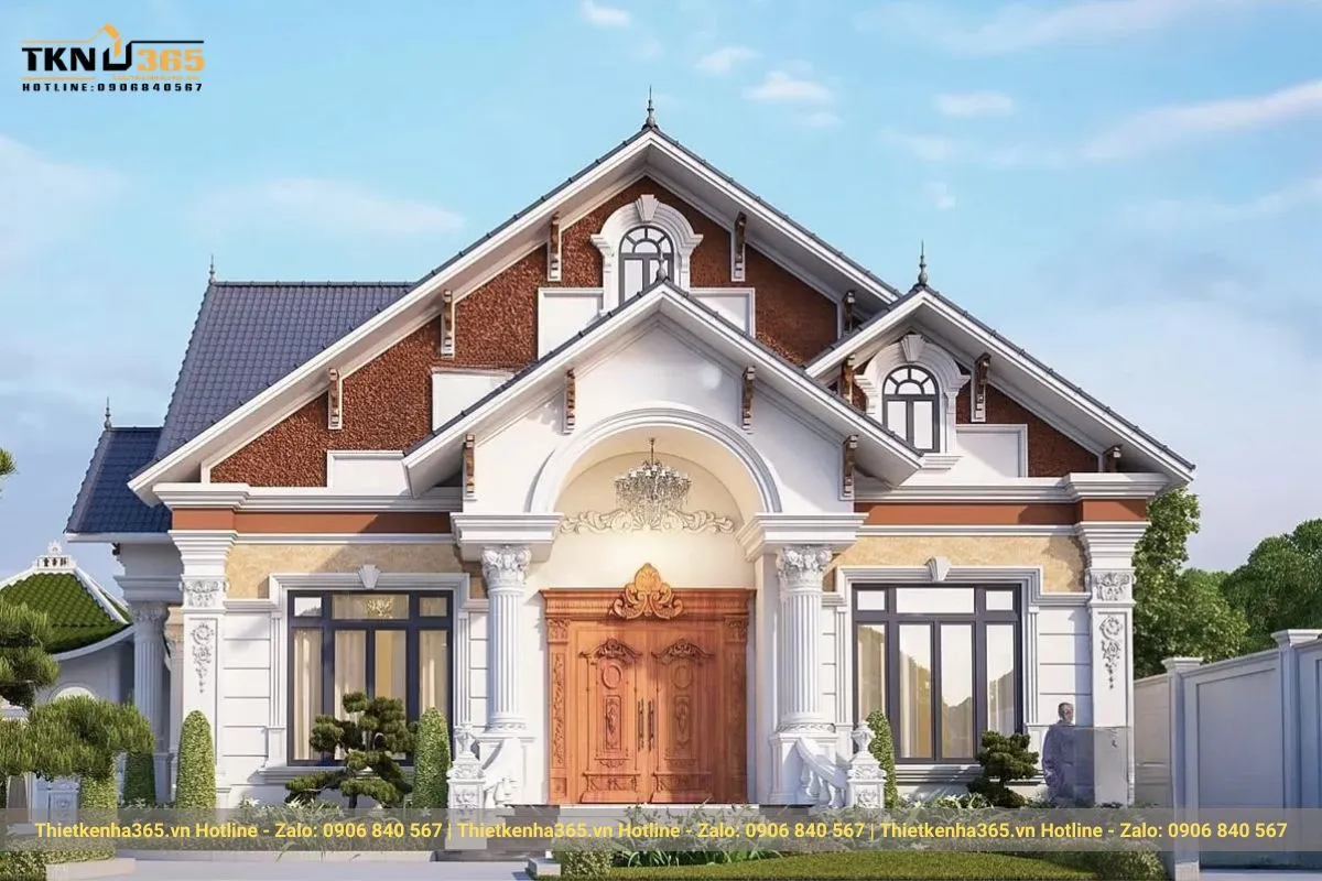 Biệt thự 1 tầng kiểu Châu Âu mái thái