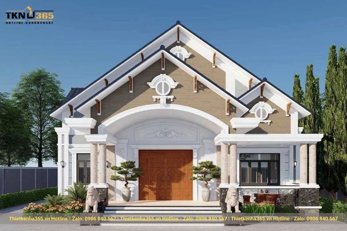 Biệt thự 1 tầng mái thái rộng