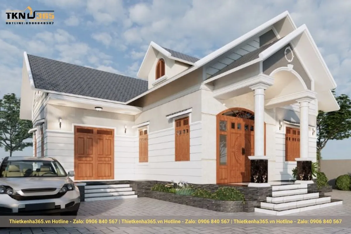 Mẫu biệt thự mái thái 1 tầng đẹp