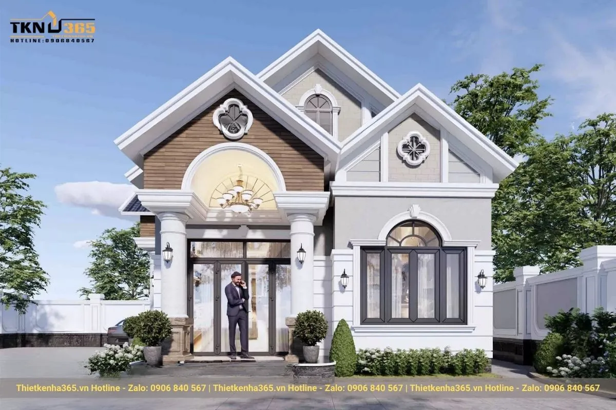 Mẫu biệt thự mái thái 1 tầng