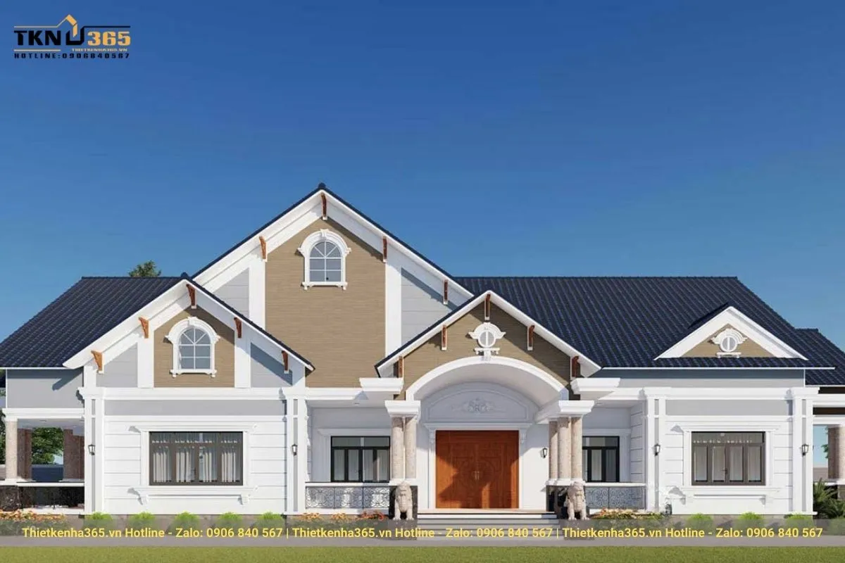 Mẫu biệt thự 1 tầng mái thái rộng