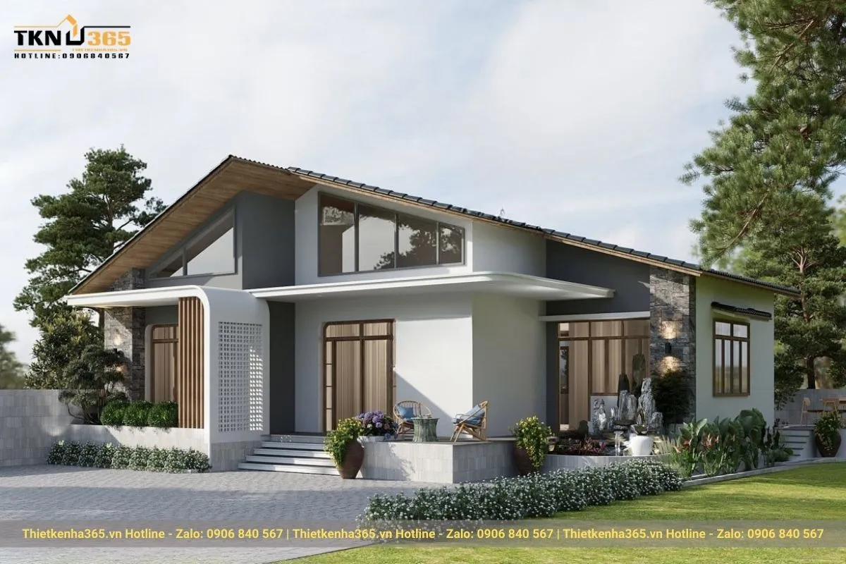 Mẫu biệt thự 1 tầng mái Thái