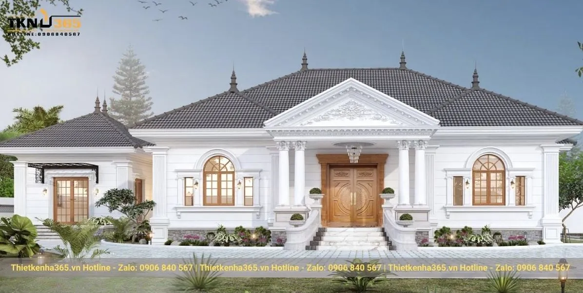 Biệt thự 1 tầng tân cổ điển kiểu Pháp