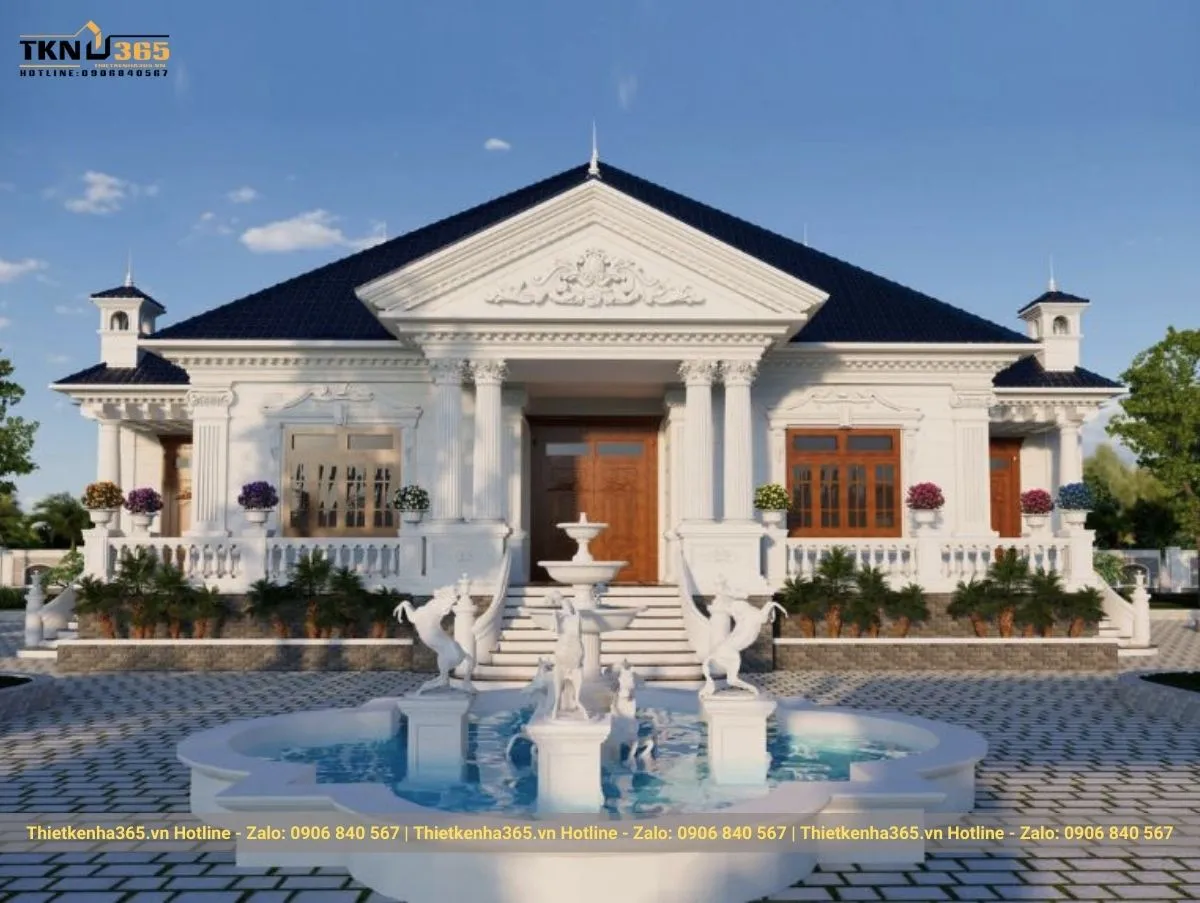 Biệt thự 1 tầng tân cổ điển 6 phòng ngủ