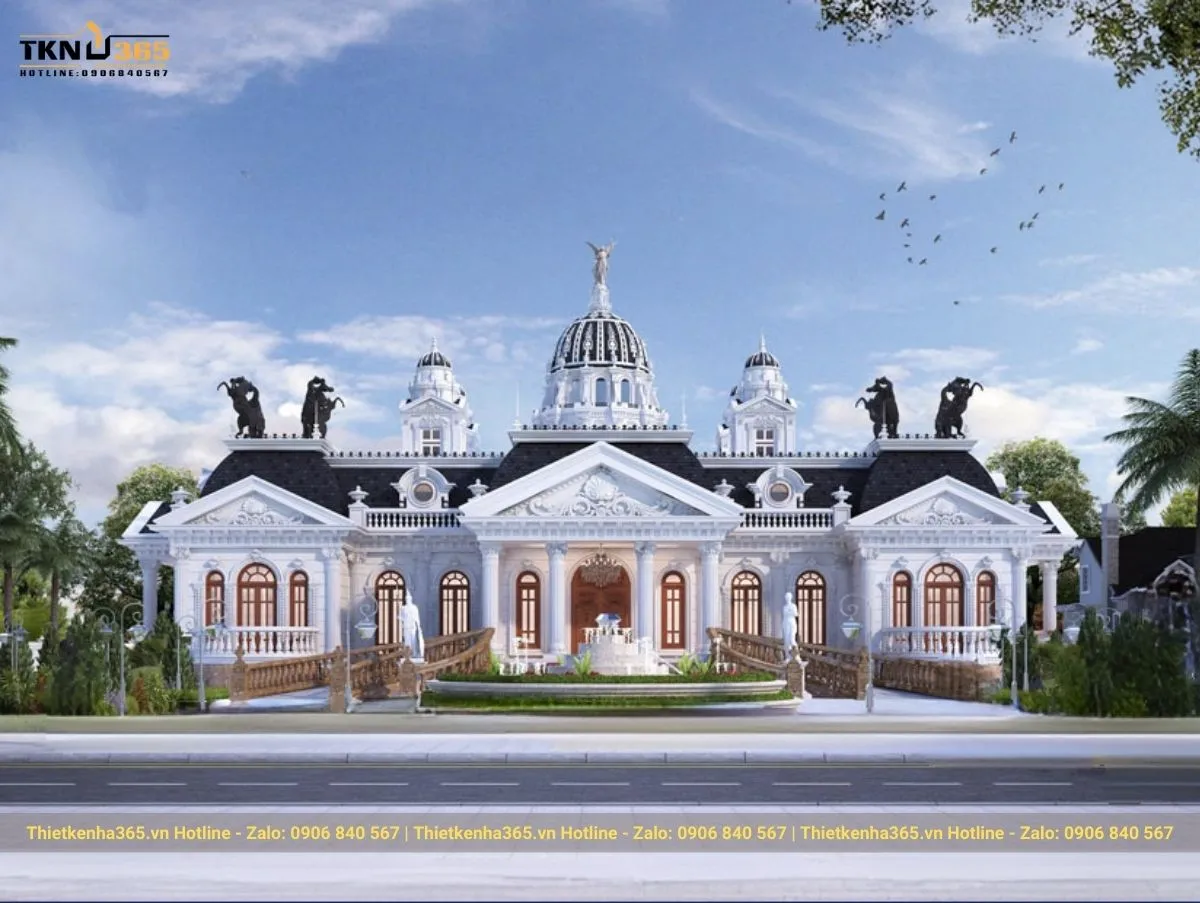 Biệt thư tân cổ điển 1 tầng mái Mansard