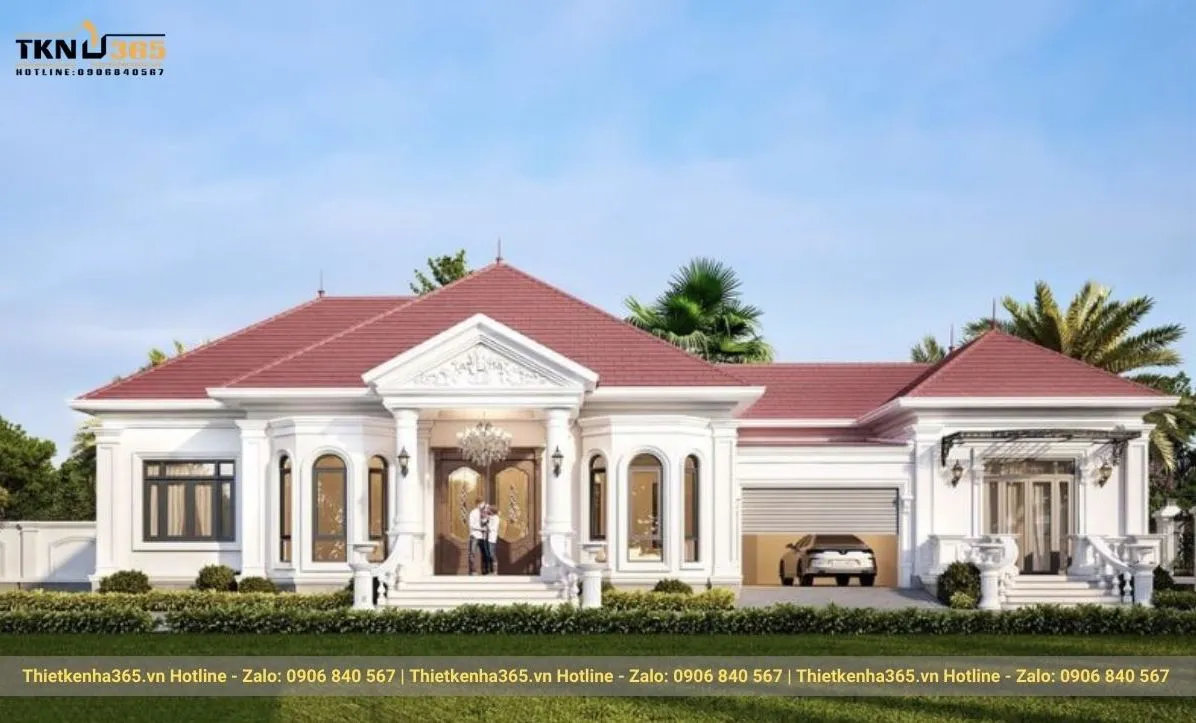 Biệt thự 1 tầng tân cổ điển 6 phòng ngủ