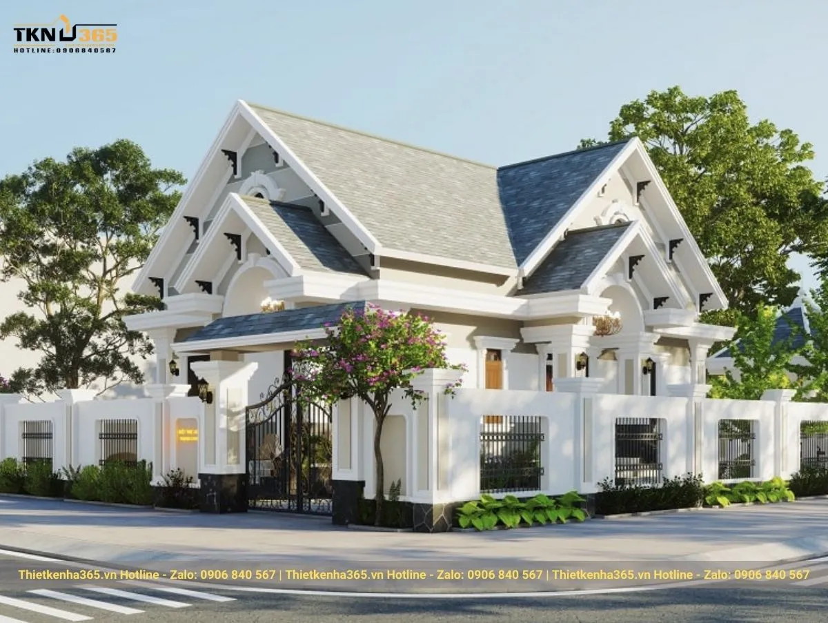 Biệt thự 1 tầng tân cổ điển mái Thái