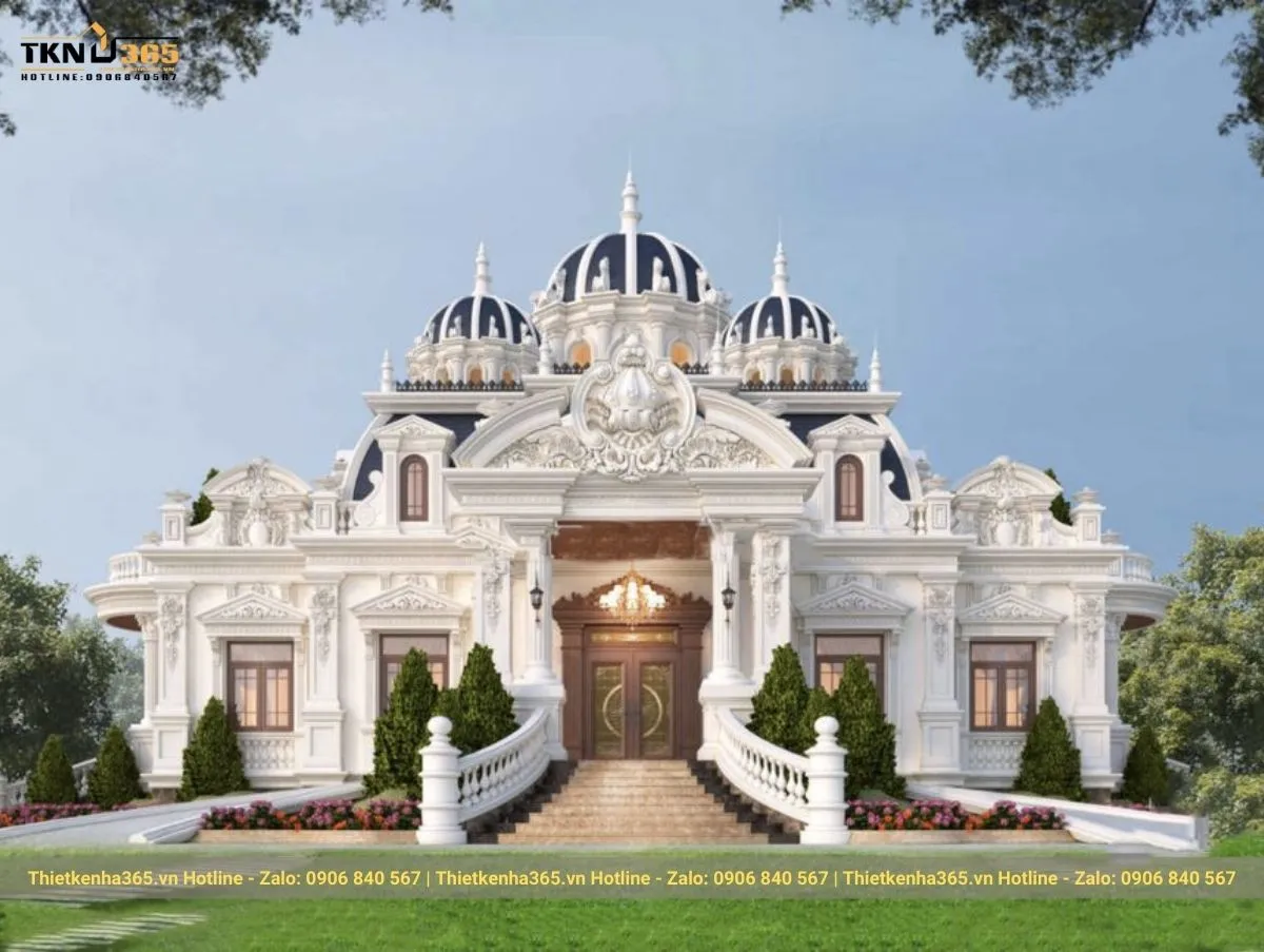 Biệt thự 1 tầng tân cổ điển mái Mansard