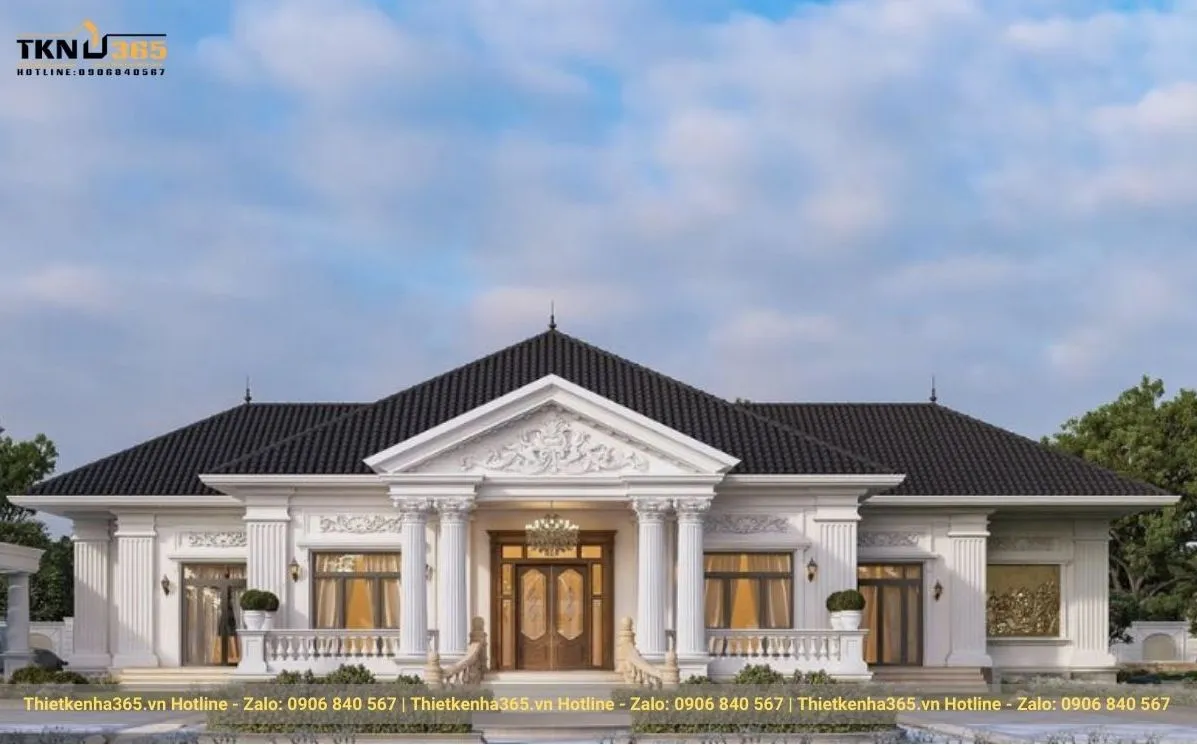 Biệt thự 1 tầng tân cổ điển 5 phòng ngủ