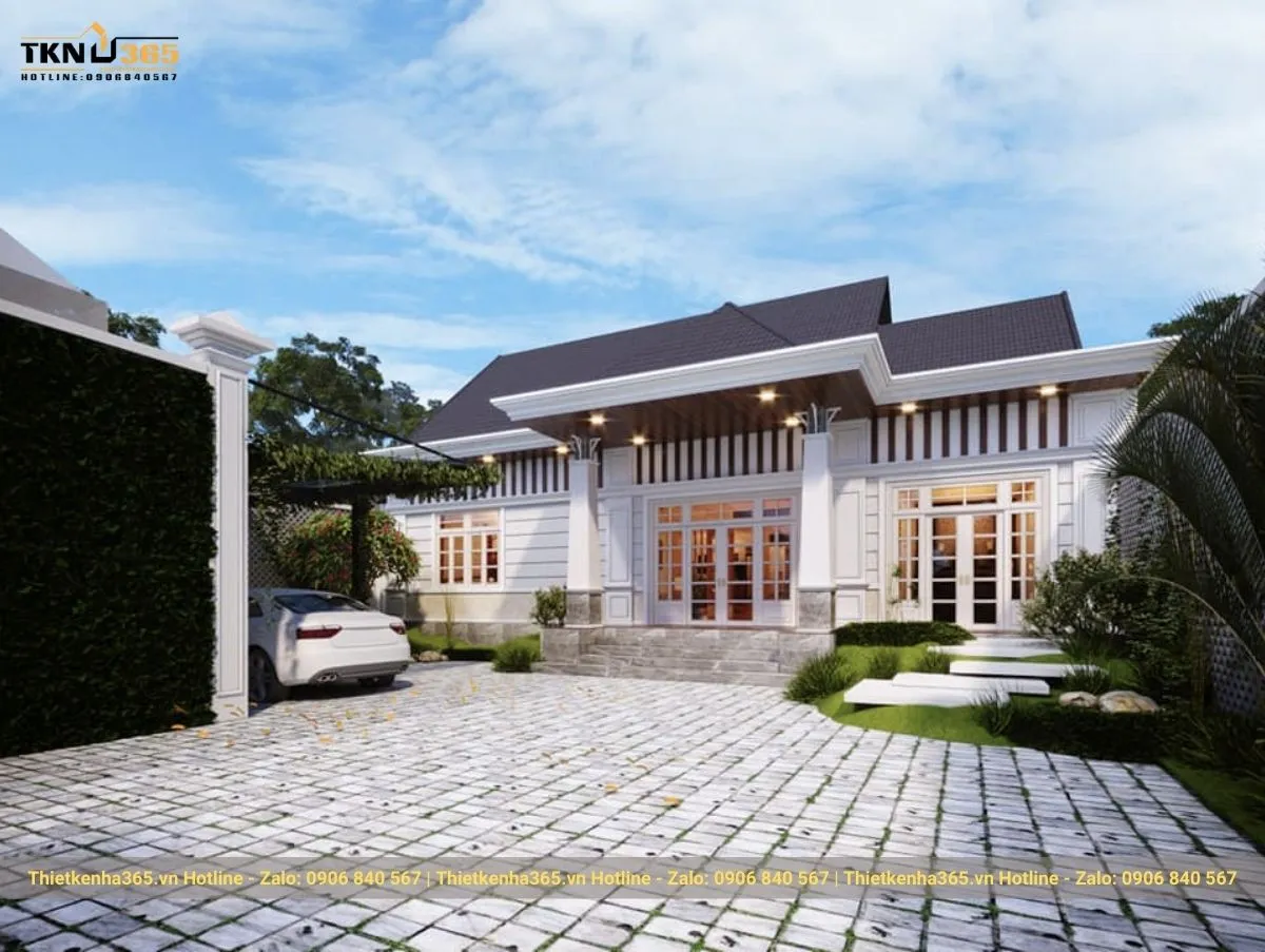 Biệt thự 1 tầng tân cổ điển 5 phòng ngủ