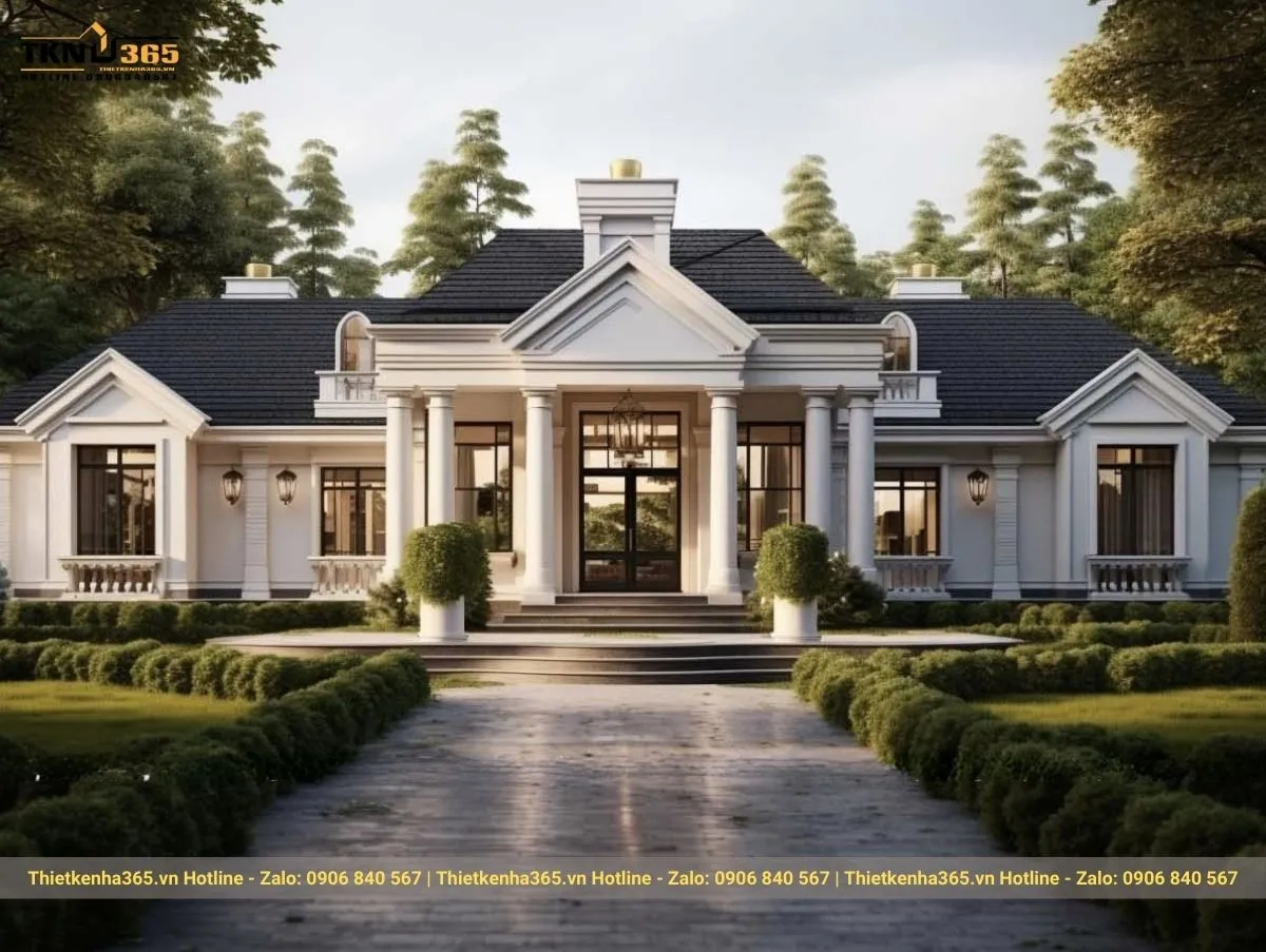 Biệt thự 1 tầng tân cổ điển Châu Âu