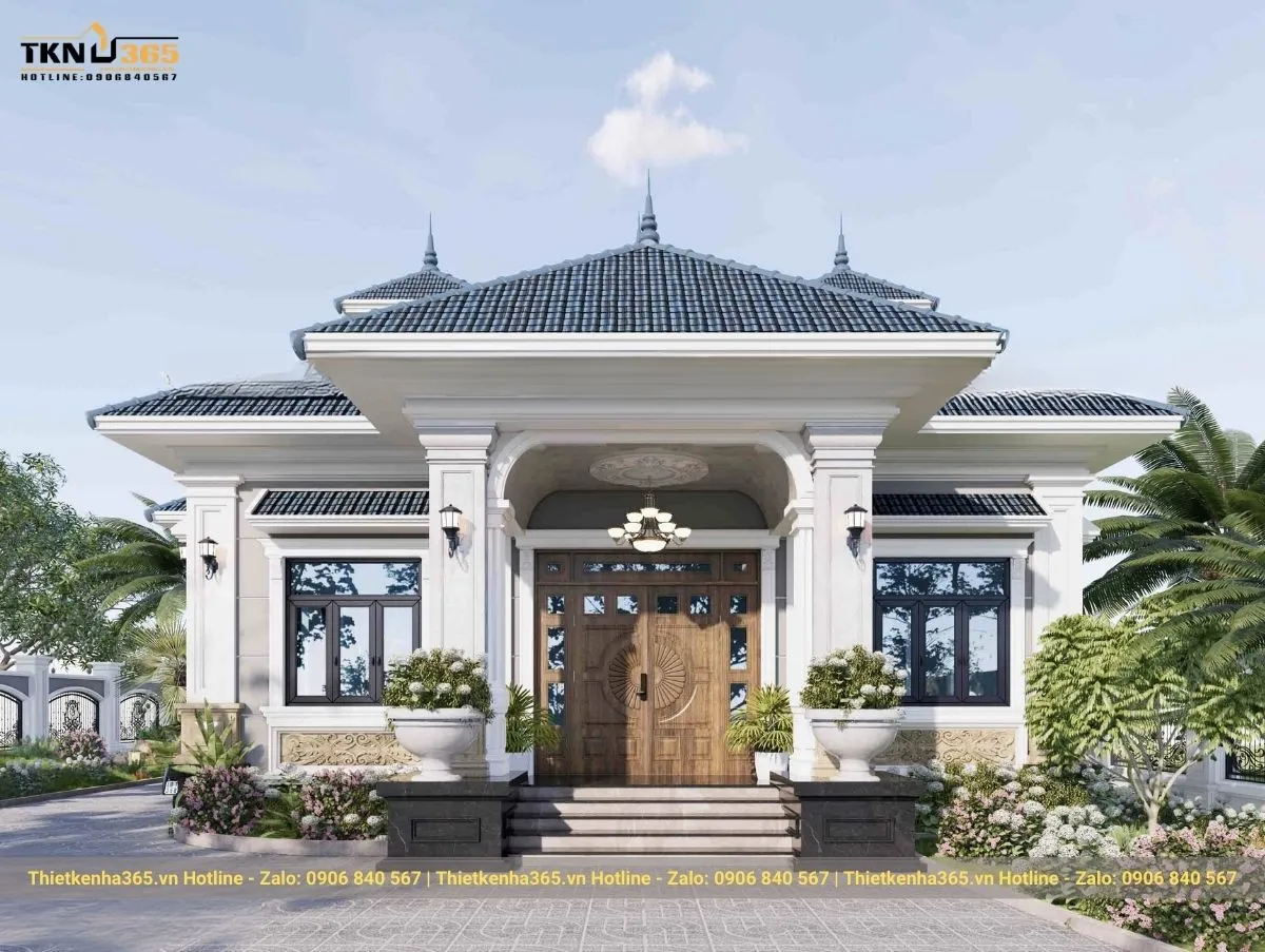 Biệt thự 1 tầng tân cổ điển mái Nhật