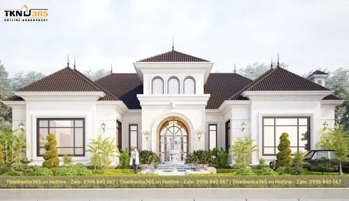 Biệt thự 1 tầng tân cổ điển 6 phòng ngủ