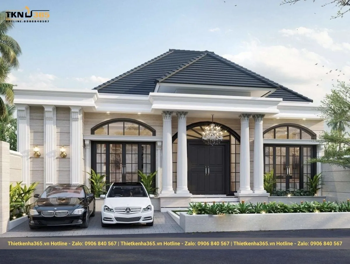 Biệt thự 1 tầng tân cổ điển Châu Âu