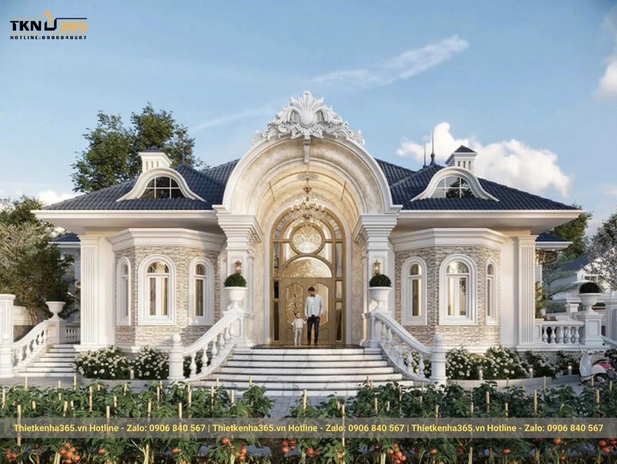 Biệt thự 1 tầng tân cổ điển Châu Âu