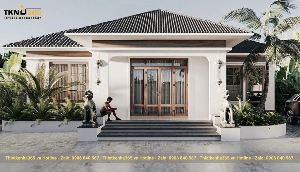 Biệt thự tân cổ điển 1 tầng mái Nhật