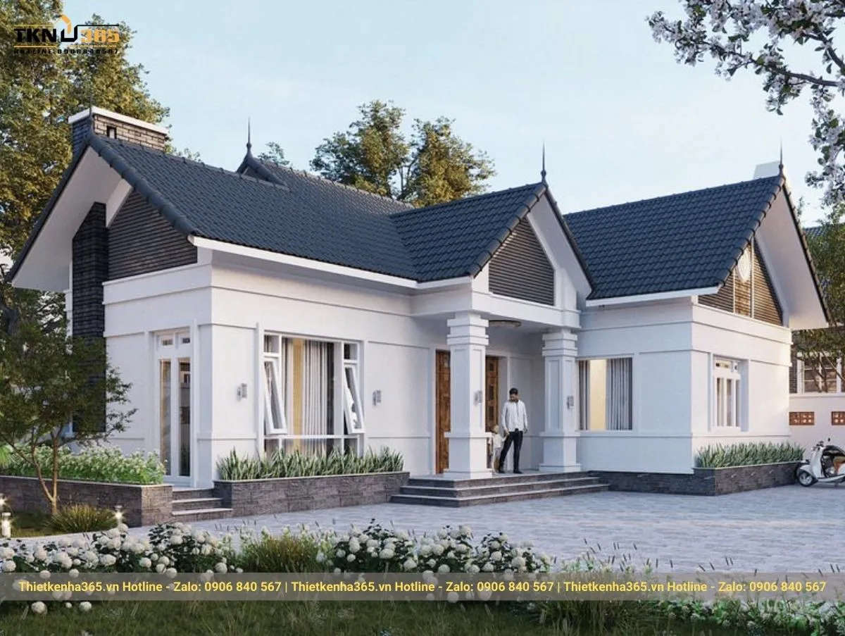 Biệt thự 1 tầng tân cổ điển mái Thái