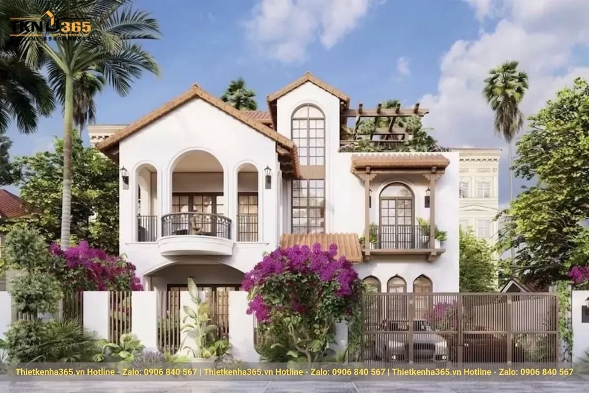 Biệt thự kiểu Địa Trung Hải ngói nâu