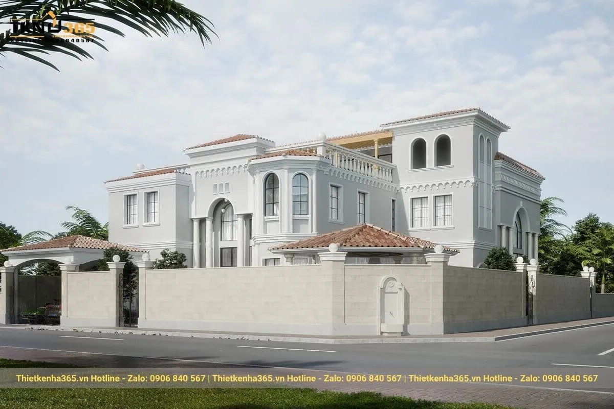 Biệt thự kiểu địa trung hải màu trắng rộng 500m2