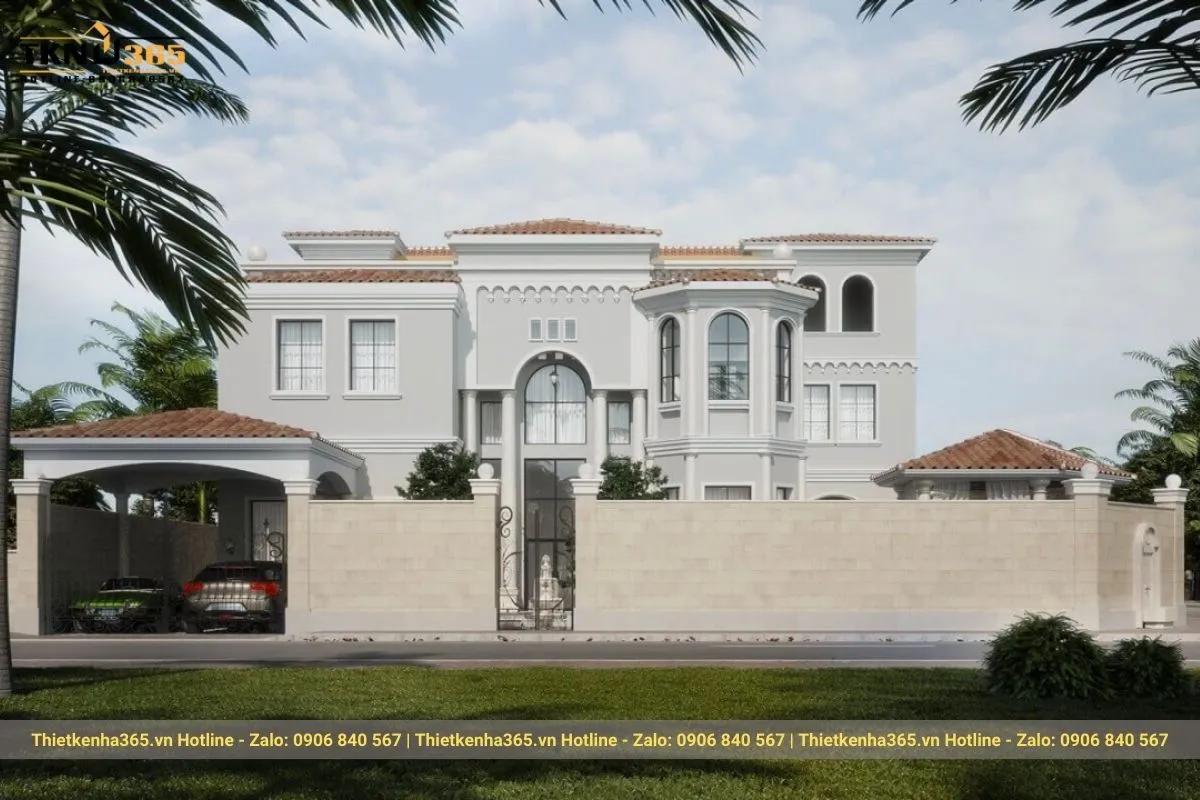 Biệt thự kiểu địa trung hải màu trắng rộng 500m2