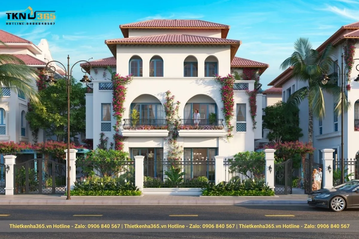 Mẫu biệt thự Địa Trung Hải 3 tầng mặt tiền 15m