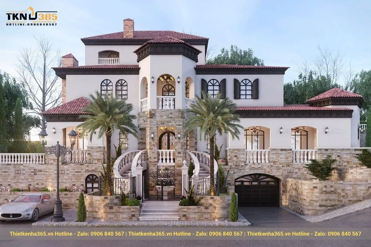 Mẫu biệt thự nghỉ dưỡng Địa Trung Hải 3 tầng