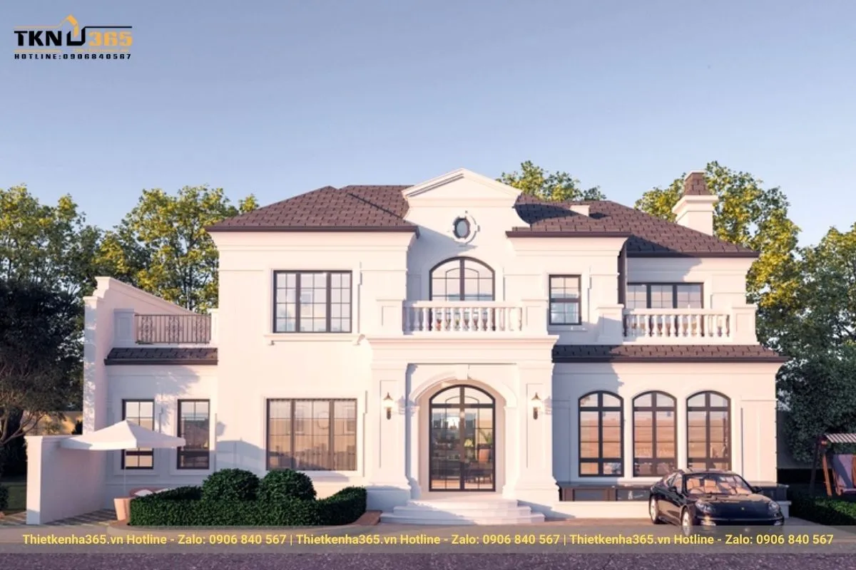 Biệt thự kiểu Địa Trung Hải màu trắng