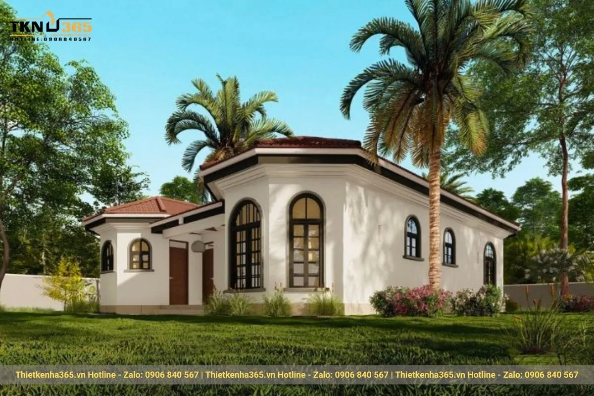 Mẫu biệt thự nghỉ dưỡng Địa Trung Hải 1 tầng
