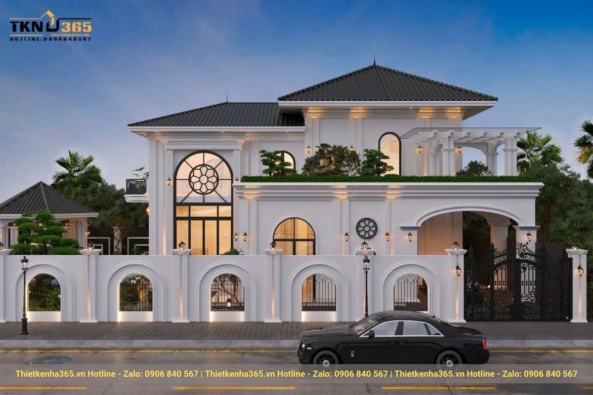 Mẫu biệt thự kiểu địa trung hải 2 tầng mặt tiền