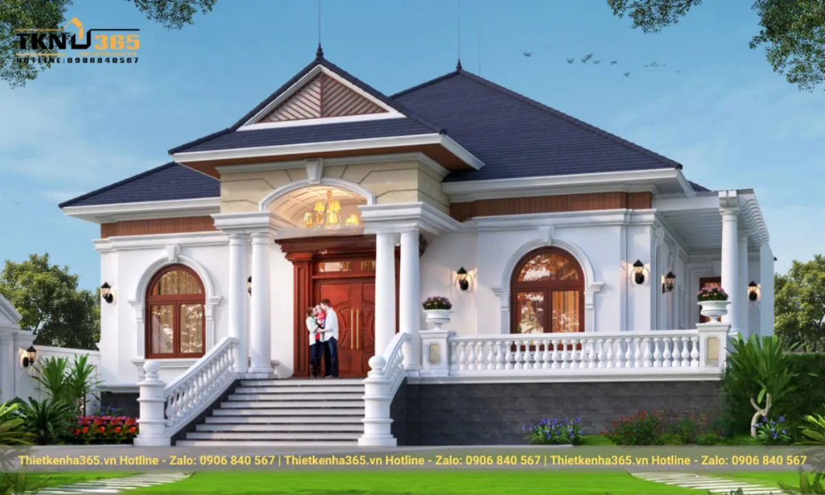 Mẫu nhà mái thái 1 tầng