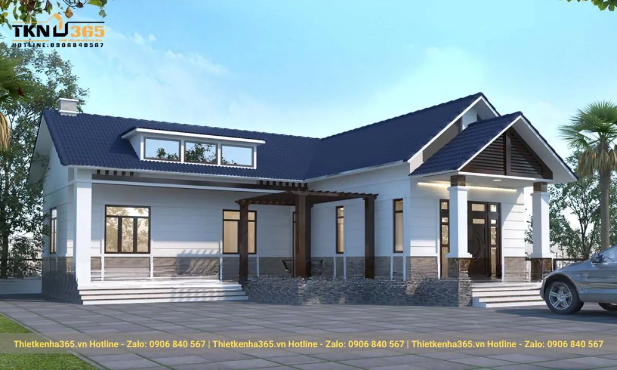 Nhà mái Thái 1 tầng hình chữ L