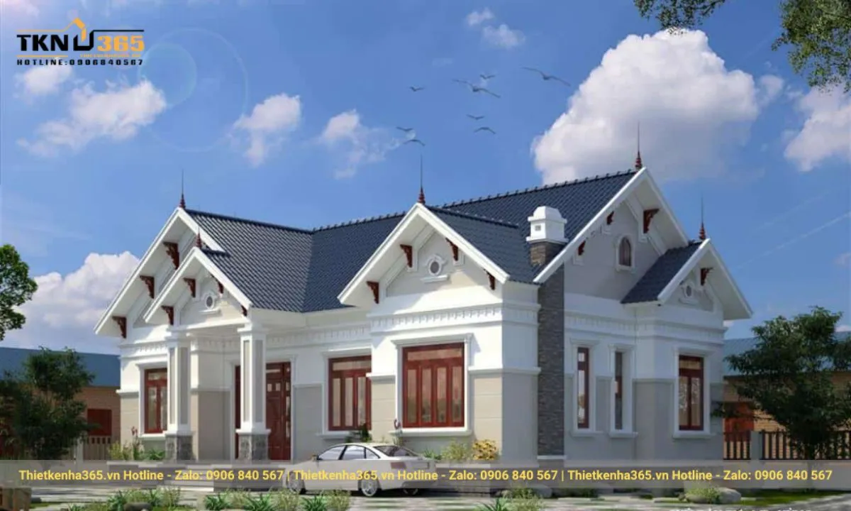 Nhà mái Thái 1 tầng có sân vườn