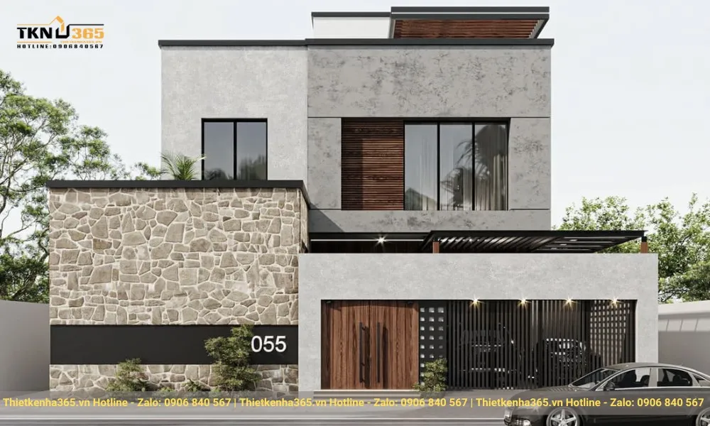 Mẫu biệt thự 2 tầng mái bằng