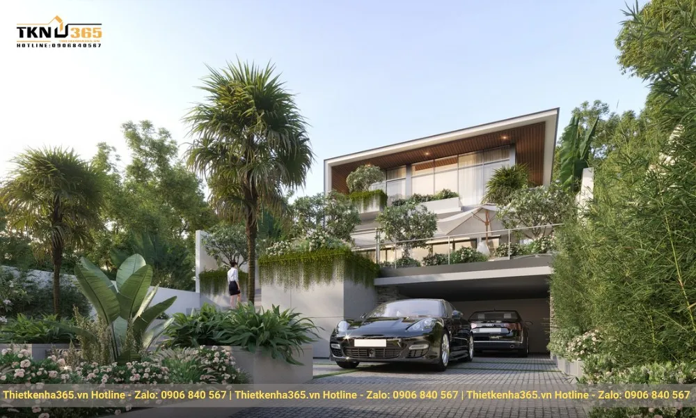 Mẫu biệt thự 2 tầng mái bằng
