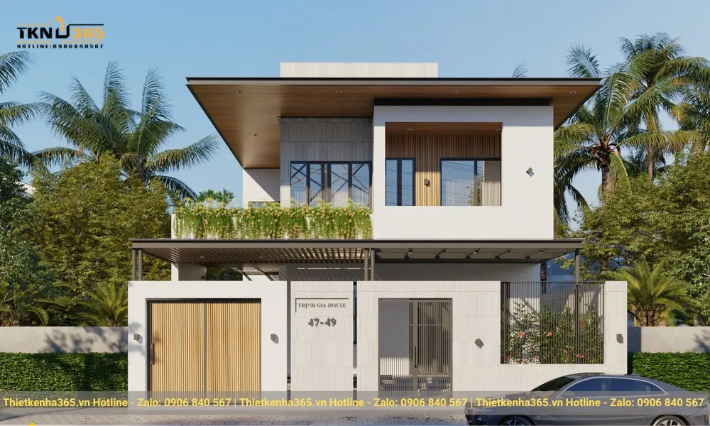 Biệt thự 2 tầng hiện đại mái bằng