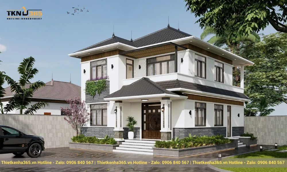 Mẫu nhà biệt thự 2 tầng mái nhật