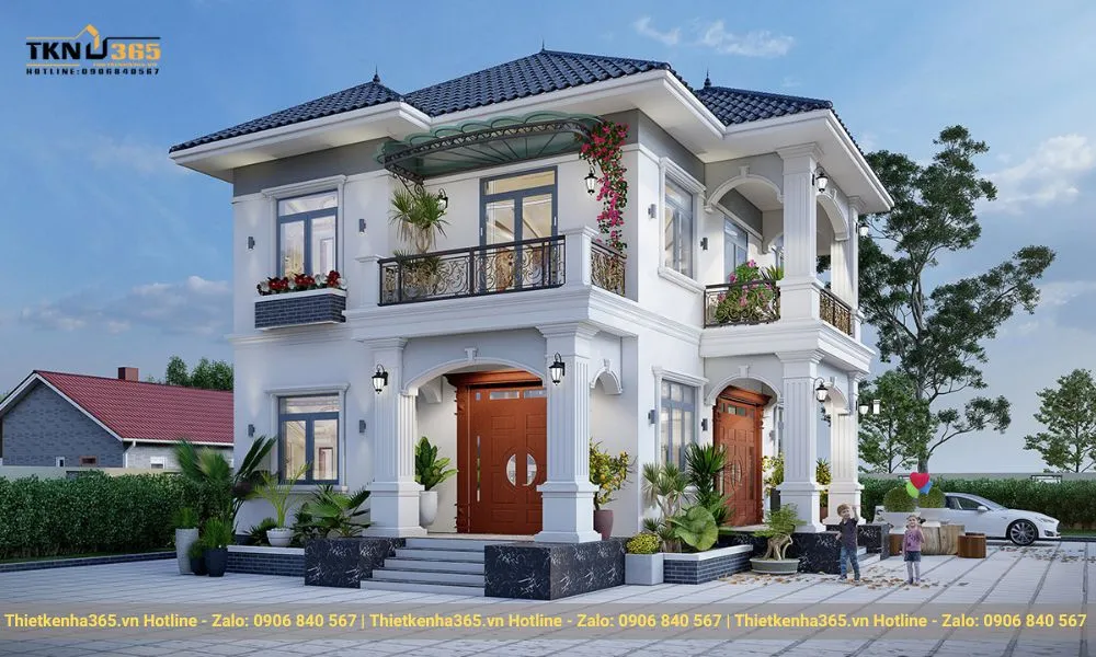 mẫu nhà biệt thự 2 tầng mái nhật