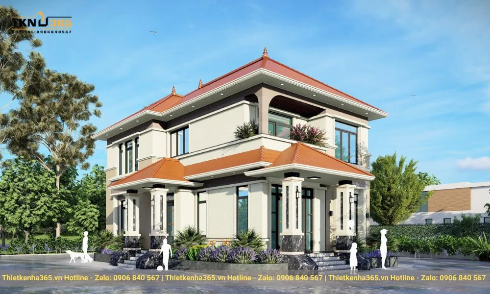 Mẫu nhà biệt thự 2 tầng mái nhật