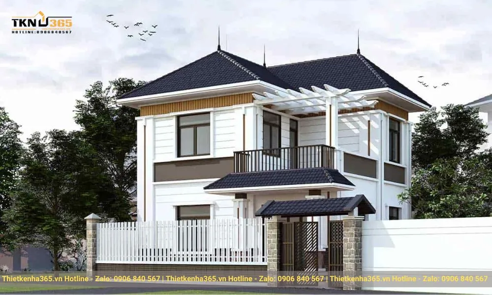 Mẫu nhà biệt thự 2 tầng mái nhật