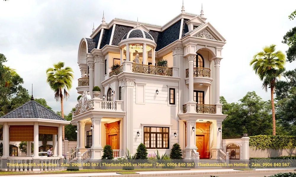 Biệt thự lâu đài cổ điển mái mansard đẹp